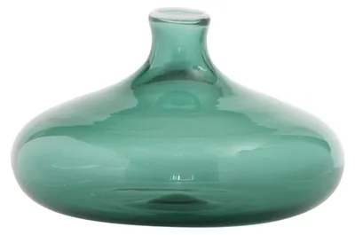 Vase 46 cl, handgeblasen, Borosilikatglas, meergrün mit weißem Dekor