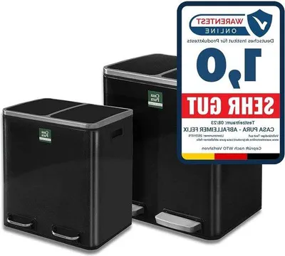 Produktbild von Famanu Abfallbehälter mit doppelt integriertem Trennsystem und Soft-Close - 30 oder 60 Liter (2 x 15 Liter schwarz)