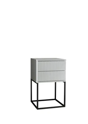 Produktbild von Nachtkommode 1 Stück ca. 40x65x39 cm inkl. 2 Schubkästen MARLE Korpus Weiß / Gestell schwarz