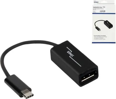 Produktbild von DINIC USB-C auf DisplayPort Adapter, 4k bei 60Hz, USB 3.1, USB Stecker auf DP Buchse, Schwarz