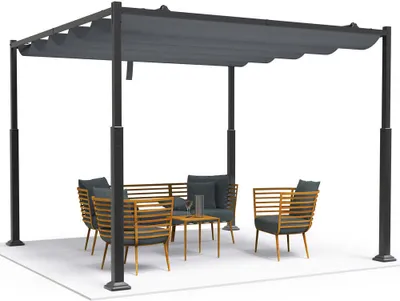 Produktbild von VOUNOT® Pergola 3x3m wasserdicht stabil mit Terrassenüberdachung freistehend Outdoor Grau