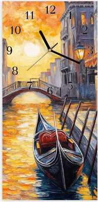 Produktbild von Wanduhr aus Glas mit Motiv Romantische Stadtansicht- 30 x 60 cm - inkl. Aufhängesystem