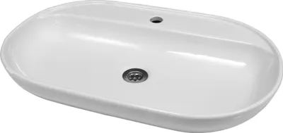 Produktbild von Waschbecken Paradise| Weiß | Aufsatzwaschbecken mit Hahnloch & Überlauf | 69,5 x 10 x 43,5 cm | ovale Form | Glattes Finish | Gästewaschbecken Handwaschbecken Badezimmer WC