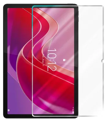 A screen protector is shown placed on a tablet screen.