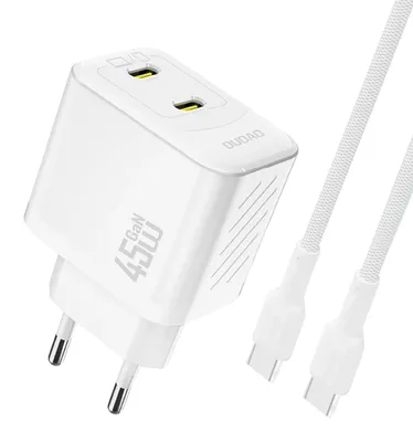 Produktbild von DUDAO Dudao A28PCEU Adapter 45Watt 2xUSB-C (1m USB-C to USB-C cable included) Hvid