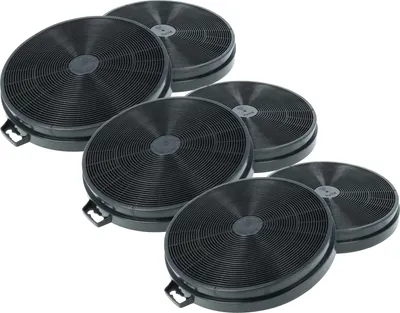 Produktbild von vhbw 6x Aktivkohlefilter kompatibel mit Bosch DKE 935 B, DKE 936 B, DKE 936 N, DKE 935 CBR, DKE 935 E, DKE 936 A Dunstabzugshaube - 20,2 cm