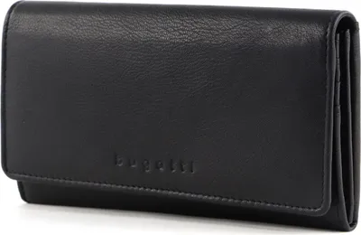 Produktbild von Bugatti Damen Geldbörse Punto, Ziegenleder schwarz, RFID-Schutz, Doppel-Druckknopf, 19 Kartenfächer, Münzfach, 19x10x2 cm