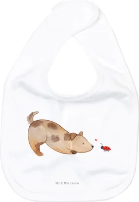 Produktbild von Mr. & Mrs. Panda Lätzchen Hund Marienkäfer - Weiß - Geschenk, Schlabberlatz, Mischlingshund, Hunde, Mischlinghund, Baumwolle, Neugierig, Für Babys, Sprüche, Babylätzchen