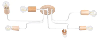 Image de Lustre TIMBO 6 blanc 6xE27 15W acier/bois 16.5x58x85cm Sollux Lighting
