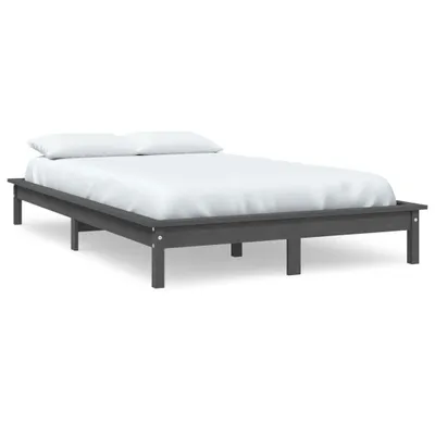 Image de vidaXL Lit en bois massif gris 180x200 cm pin