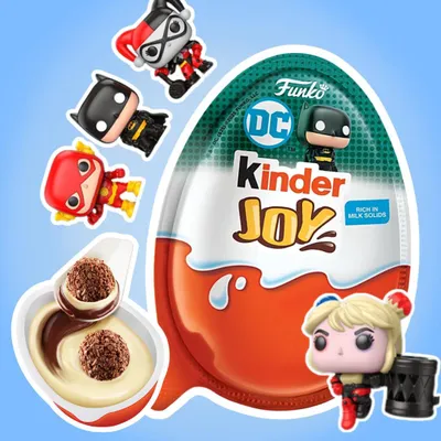 Produktbild von 1x Kinder Joy Reveals Limited Edition DC Funko Pop! – Schokoladenei mit Überraschungsspielzeug, 20 g