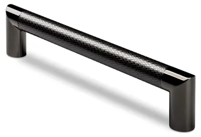 Produktbild von SCHÜCO ALU Möbelgriff Arnold Ø 16 mm Schubladengriff Kommodengriff BA 160 mm Gunmetal gerändelt/Sockel Chrom schwarz Design trifft auf Funktion