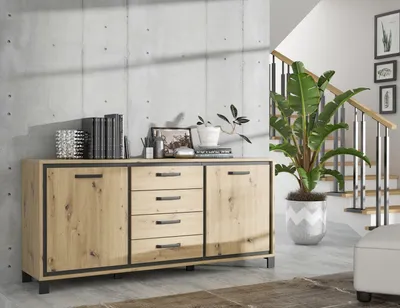 Produktbild von Kommode >Trondheim< in schwarz,braun - 178,4x81,3x41,5cm (BxHxT)