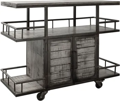 Produktbild von MASSIVMOEBEL24 Servierwagen Mango 117x46x94 grau lackiert HEAVY INDUSTRY #167