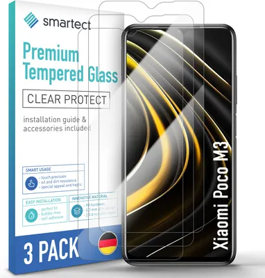Produktbild von 3x Schutzglas Panzerfolie Klar für Xiaomi Poco M3 Displayschutz Hartglas Glas
