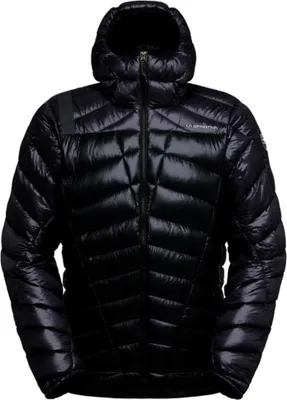 Schwarze La Sportiva Lumina 200 Down Jacke mit Kapuze und Steppmuster