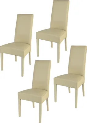 Produktbild von t m c s Tommychairs - 4er Set Moderne Stühle LUISA für Küche und Esszimmer, robuste Struktur aus lackiertem Buchenholz Farbe Sand, Gepolstert und mit Kunstleder in der Farbe Sand bezogen