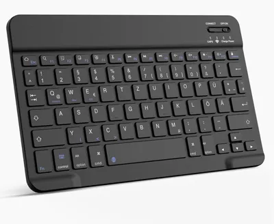 Produktbild von Kabellose Bluetooth Tragbare Tastatur mit deutschem QWERTZ Layout Schwarz