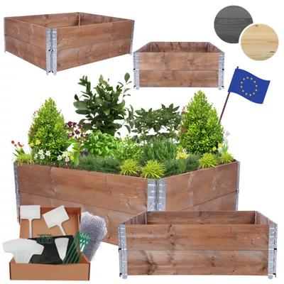 Produktbild von MODO24 Hochbeet Holz, Pflanzrahmen, Kräuterbeet, Gemüsebeet, Massivholz Kiefer, Garten, 40x120x100 cm, Braun, ZP10