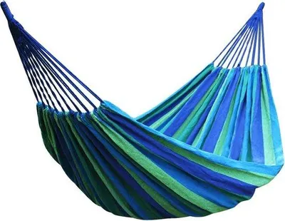Produktbild von Tragbare Hängematte für den Außenbereich – Blau und Grün – 1,6 Meter – Für Garten, Camping und Reisen