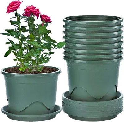 Produktbild von Pflanzgefäße-Set - Dekorative Blumengefäße für Innen und Außen - 6 Stück - Grün - 22 cm