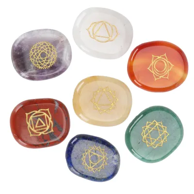 Immagine prodotto di 7 pietre chakra, naturali, con confezione regalo, per la meditazione e il lavoro energetico