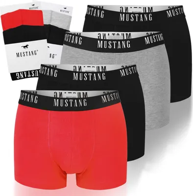 Produktbild von Mustang Herren Boxershorts 4er Set – Unterhosen aus Baumwolle, mit Logo Gr. M
