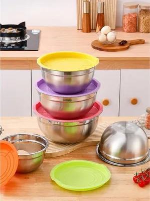 Produktbild von Livista® Rührschüssel-Set aus Edelstahl – 5-teilig – Salatschüsseln und Küchenschüsseln – verstärkt und langlebig –