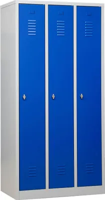 Produktbild von Gürkan Spind lichtgrau, enzianblau 105300, 3 Schließfächer 90,0 x 50,0 x 180,0 cm