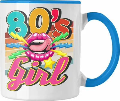 Produktbild von Trendation - 80er Jahre Girl Tasse Geschenk 80. Jahre Geschenkdidee Errinerrung (Blau)