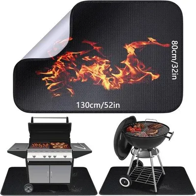 Produktbild von Famanu BBQ-Grillmatte - Hitzebeständig, 80 x 130 cm - Outdoor, Barbecue, Feuerfeste Matte