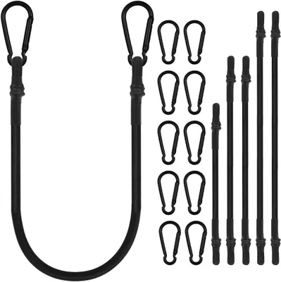Imagen del producto de Juego de 6 elásticos de bungee con mosquetones, de 60 cm, 100 cm y 150 cm, para camping y bicicleta