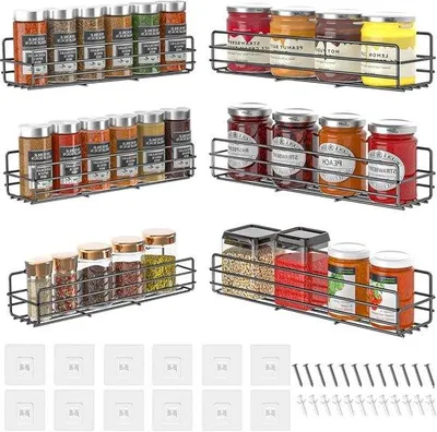 Produktbild von Küchenregal 6-teilig Edelstahl wandmontiert für Schranktür Arbeitsplatte