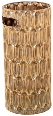 Runder Schirmständer, Metall, Gold und Weiß, 20 x 20 x 45 cm