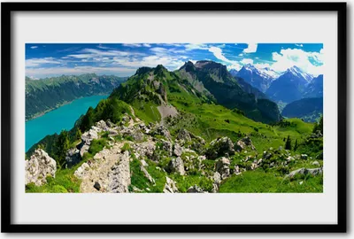 Produktbild von Bild 60x40 MDF-Rahmen Wandkunst Wiese Berg Natur Landschaft