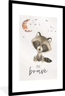 Produktbild von MuchoWow® Gerahmtes Poster Aquarell - Sei mutig - Zitate - Kinder - Jungen - Mädchen 60x90 cm - Poster mit Schwarzem Bilderrahmen Wandposter Rahmen Foto Bilder - Dekoration - Wandposter Wohnzimmer - Hochwertig