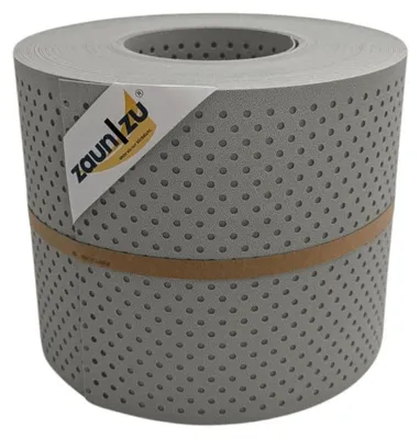 Produktbild von Doppelstab Sichtschutz zaun|zu PREMIUM gelocht 15% Streifen PP Zaunblende Steingrau 26m