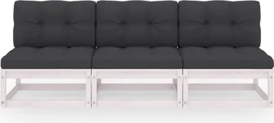 Produktbild von vidaXL 3-Sitzer-Sofa mit Kissen Kiefer Massivholz