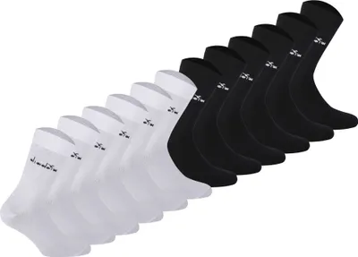 Immagine prodotto di Diadora calzini unisex, confezione da 12 - calzini sportivi, cotone, logo, monocolore nero/bianco 35-38