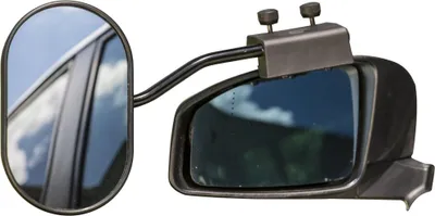 A close-up studio shot of a caravan wing mirror extension.