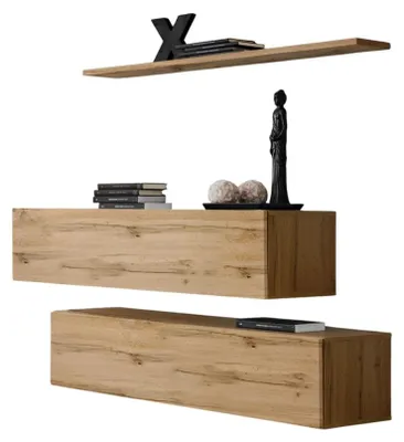 Image de Composition murale SWITCH SBII – Meubles de rangement et étagère – Chêne Wotan – Design moderne