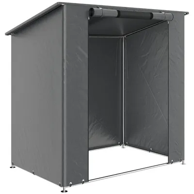 Image de Tente-garage 1,9 x 1,2 m, imperméable, avec porte à fermeture éclair enroulable et fenêtre d'aération, gris foncé