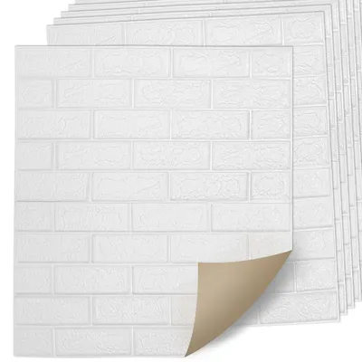 Produktbild von Vigevee 10 Stück 3D Wandpaneele Ziegeloptik selbstklebend PE Schaumstoff Weiß 77x70cm für Küche Bad Wohnzimmer