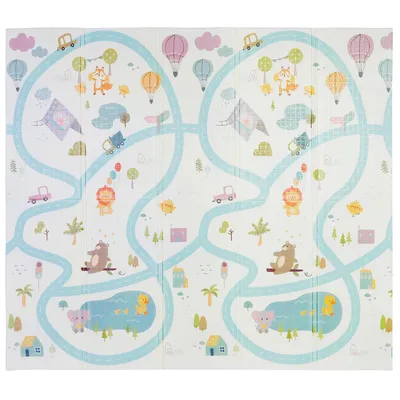 Produktbild von CCLIFE Baby Spielmatte Krabbelmatte 196x176x1cm, Schadstofffrei, Faltbar & Rutschfest , Waldpark & Wundervolle Strecken