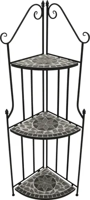 Produktbild von DEGAMO Gartenregal Eckregal Regal SIENA, Stahl + Mosaik grau, 3 Ebenen, Innen + Außen