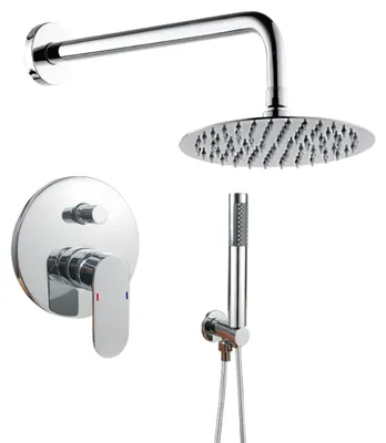 Immagine prodotto di Set completo per rubinetto doccia da incasso, sistema doccia rotondo, finitura cromata