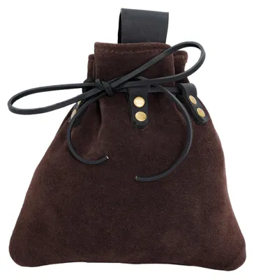 Produktbild von mittelalterlicher Gürtelbeutel mit Kordelzug aus Wildleder - Braun