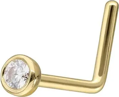Produktbild von Nasenpiercing, Nasenstecker 14/18 Karat Gold Nasenstecker L-Form EINGEFASSTER MOISSANIT 14 Karat | Gold Kristallgröße: 2,2mm
