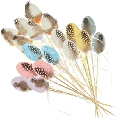 Produktbild von com-four® 18x Blumenstecker für Ostern - bunte Ostereier mit Feder für Ostern zum Stecken - Osterdekoration