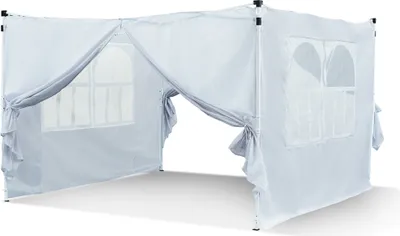 Image de CLIPOP 4 panneaux latéraux pour pavillon 3x3 m,4 panneaux de remplacement des parois latérales, avec 2 fenêtres et 2 fermetures éclair, blanc